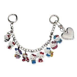 Hello Kitty Keychain Bag Charm Silver Tone